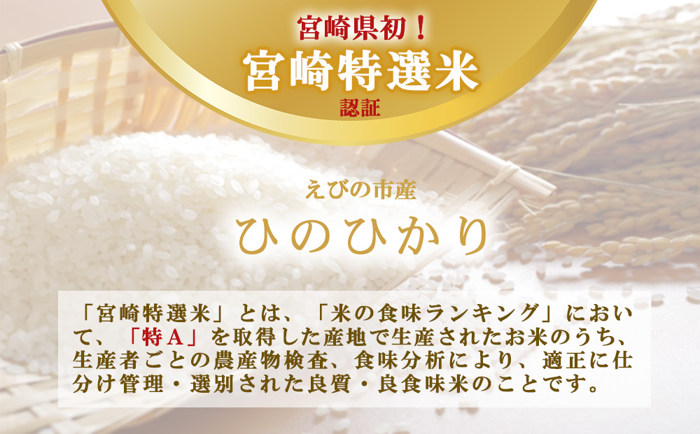 宮崎県えびの市のふるさと納税 【令和7年産先行予約】【年間定期便】えびの産 ひのひかり 5kg×12ヶ月 合計 60kg 米 定期便（2025年11月発送開始予定）お米 おにぎり お弁当 TKG ヒノヒカリ 九州 宮崎県 特選米 冷めても美味しい 送料無料