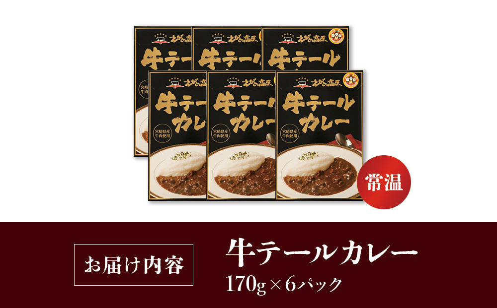 牛テール カレー セット レトルト 常温(170g × 6パック 計 1,020g) ビーフカレー 肉 牛 レトルトカレー レトルト食品 ギフト 常温 常温保存 常備食 保存食 防災 備蓄 非常食 防災食 簡易包装 送料無料
