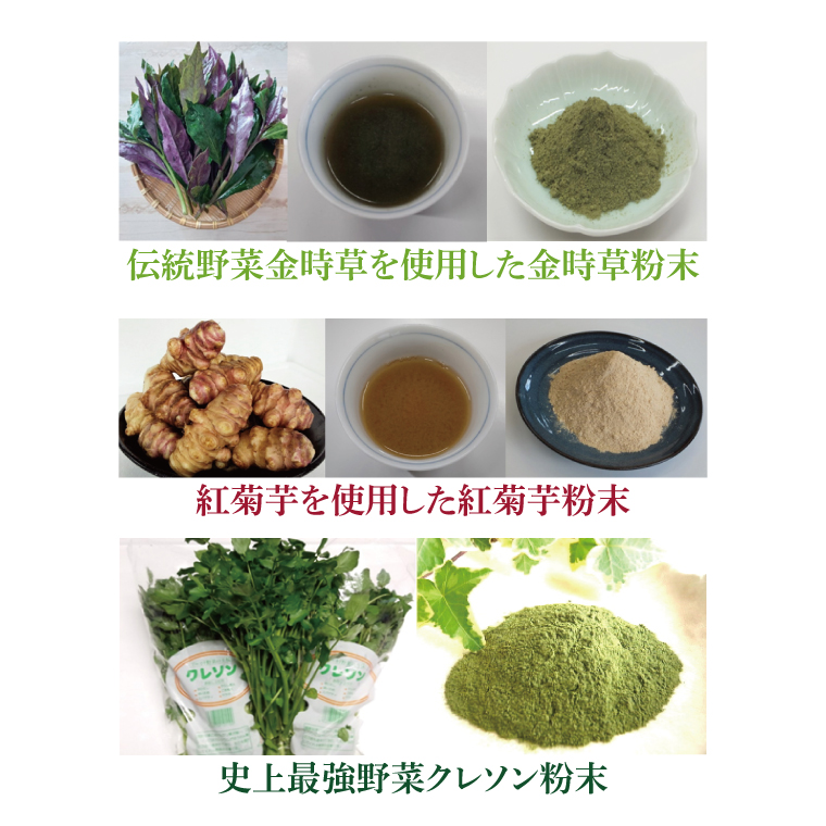 奥久慈 クレソンの最強粉末3種セット (クレソン50g・キクイモ70g・キンジソウ50g)|茨城県 大子町 奥久慈 袋田 栽培 野菜 パウダー 粉末 新鮮 無添加 無農薬 健康 栄養 ビタミン 美容（BE004）