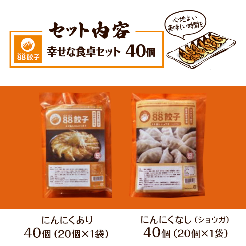 静岡県浜松市のふるさと納税 餃子 浜松 88ぱちぱち餃子 40個 (にんにくあり20個 にんにくなし 20個) セット 浜松餃子 詰め合わせ 国産 冷凍餃子 お試し 食べ比べ 惣菜 おかず 点心 中華 ご当地 ご当地グルメ ニンニク不使用 ギョーザ 冷凍 静岡県浜松市 浜松市 配送不可：離島