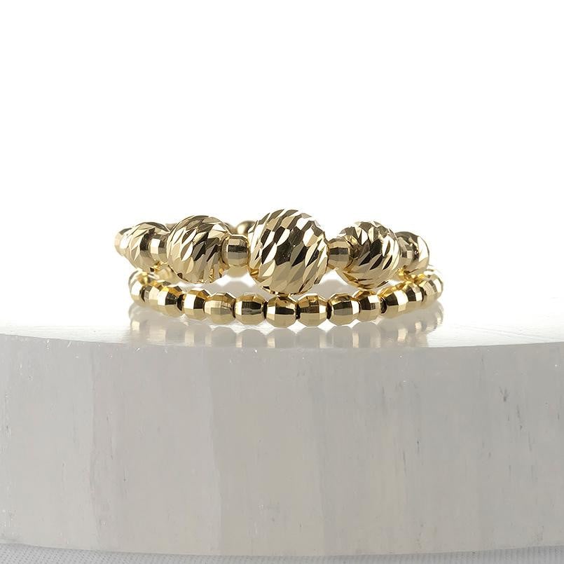 18金 フリーサイズ リング 2連 形状記憶 ミラーボール レディース