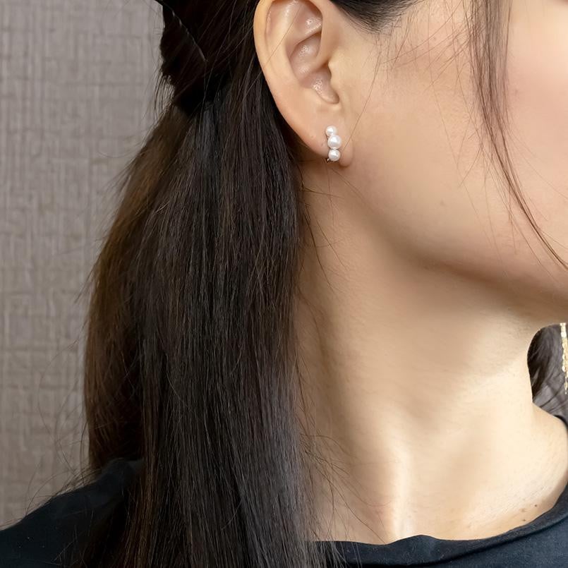 ピアリング 正規品 プラチナ 18金 イヤリング パール アコヤ真珠