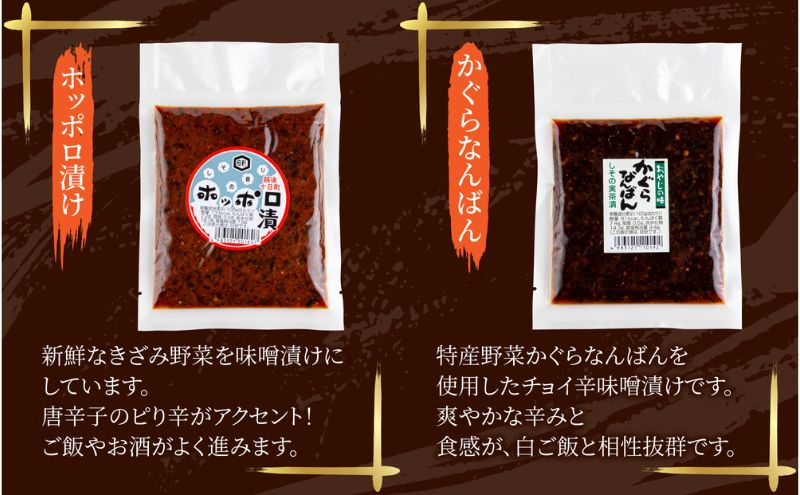 漬けもの 4種 各1個 計4個 みそ漬け しょうゆ漬け 漬物 漬け物 味噌 醤油 ホッポロ漬け かぐらなんばん にんにくごまみそ 野菜 ご当地 発酵食品 ご飯のお供 お取り寄せ 詰め合わせ 高長醸造場 新潟県 十日町市