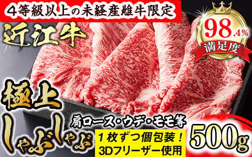 [森三商会]4等級以上の未経産雌牛限定 近江牛極上しゃぶしゃぶ500g(肩ロース・ウデ・モモ等)[GM07U]