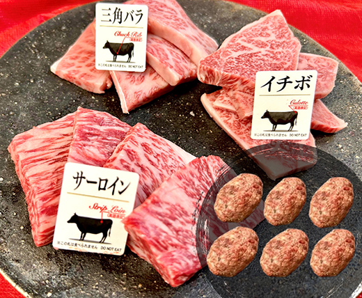 特撰近江牛おすすめ部位　焼肉3種300ｇ＆近江牛生ハンバーグ６個セット【FO41W】