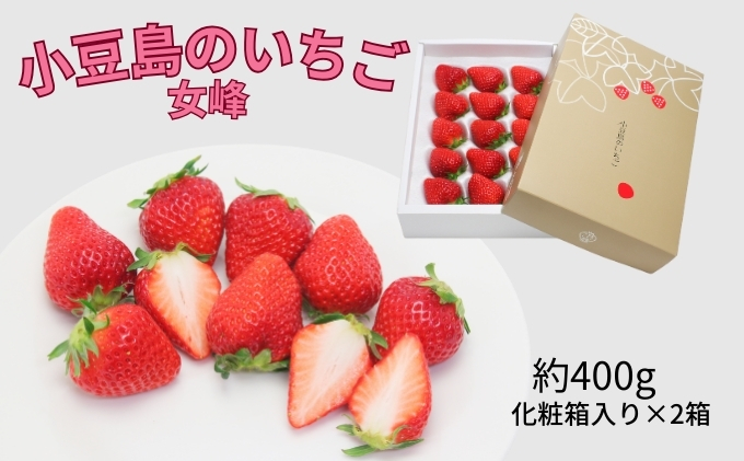 【 小豆島 】【2月からの発送】小豆島のいちご（女峰）400g 化粧箱入り×2箱 果物類 苺 イチゴ 