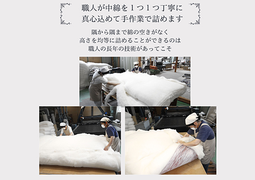 極上もめん綿入り敷布団セミダブル長寸ブルー　みやび柄【CW118W】