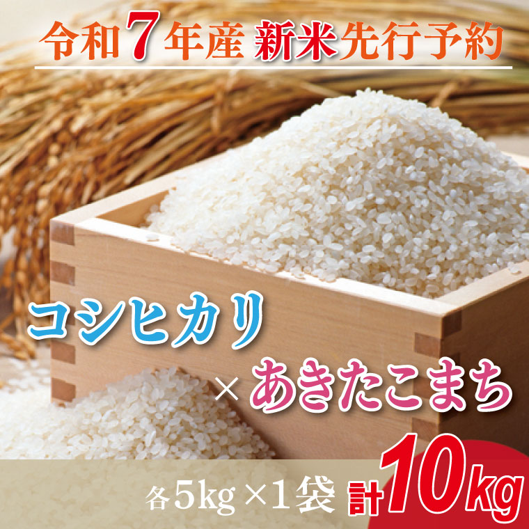 【2025年9月中旬より順次発送】★新米★R7年産 コシヒカリ 5kg+あきたこまち 5kg｜米 お米 白米 精米 新米 R7年産 令和7年産 コシヒカリ こしひかり あきたこまち 食べ比べ 茨城県 茨城県産 行方市(HA-20)