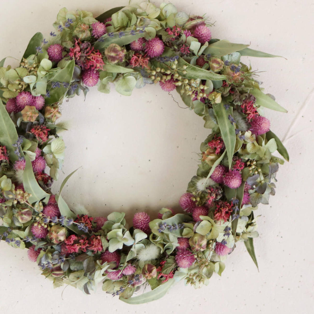 富良野 花七曜 大きなセミオーダーリース ＊ ピンク ドライフラワー