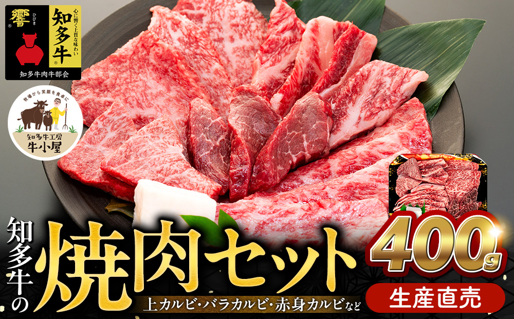 [生産直売]知多牛 響 焼肉セット 上カルビ、バラカルビ、赤身カルビなど合わせて400g(冷凍)
