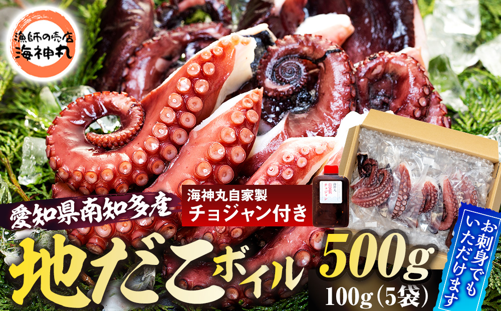 地だこボイル ５パック (100g×5) 冷凍 たこ 海鮮 海産物 たこ飯 たこ焼き アヒージョ たこ唐揚げ おつまみ お酒 ご飯 おかず 自家製チョジャン付き おすすめ 人気 愛知県 南知多町