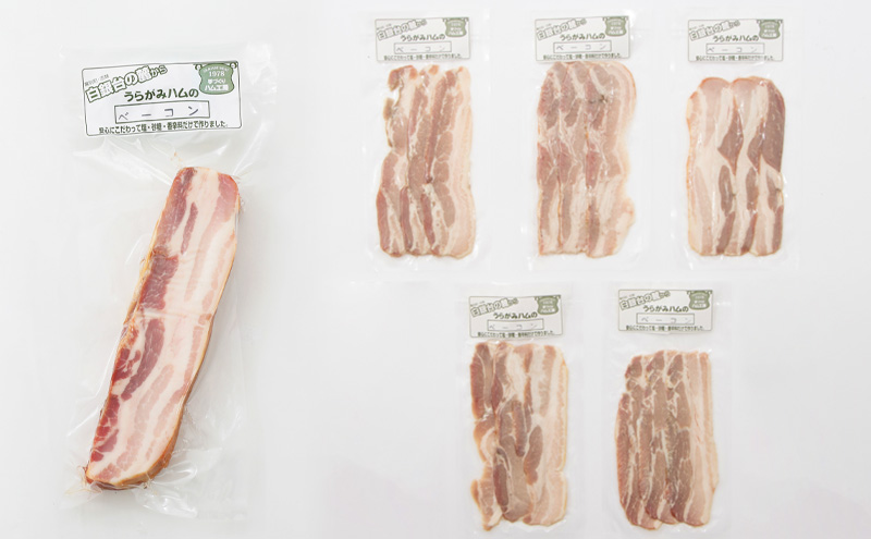 定期便 全3回 / 十勝の無添加豚 ベーコンブロック600g・ベーコンスライス450g 計3.15kg［うらがみミート］ 無塩せき 保存料・結着剤不使用【 ベーコン 肉 豚 国産 惣菜 おつまみ 料理 燻製 加工品 北海道 十勝 幕別 】