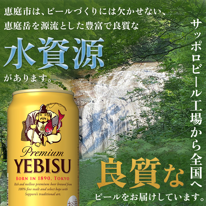 北海道恵庭市のふるさと納税 サッポロ　ヱビスビール　48本（350ml×24本×2箱） ｜ サッポロビール エビス ビール 生ビール 350ml 350 48本 2箱 ヱビス お酒 酒 麦芽 北海道工場 北海道 ふるさと納税 恵庭市 恵庭【30017604】