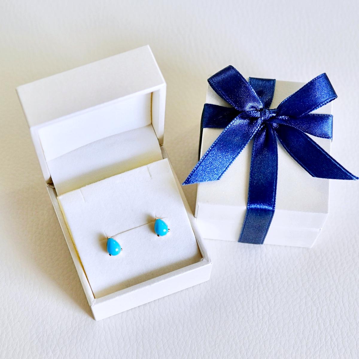 K18 イエローゴールド ターコイズ トルコ石ペアシェイプ 一粒石 ピアス