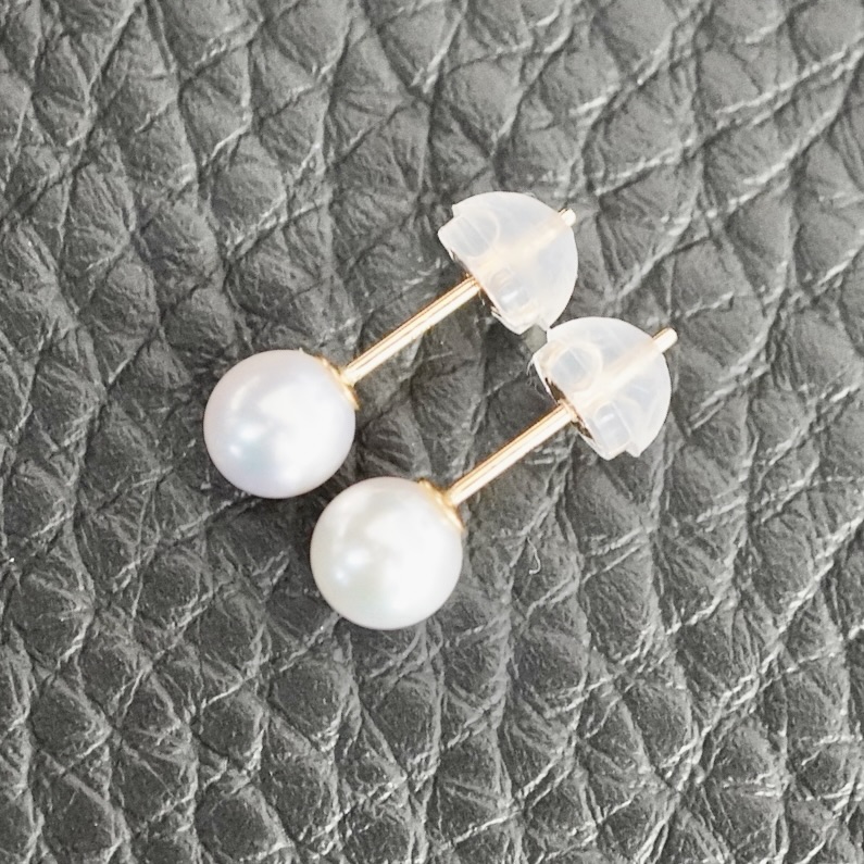 K18YG イエローパールピアス　 新品未使用品 K10イエローゴールド淡水パールピアス（7mm）(RPE112-003