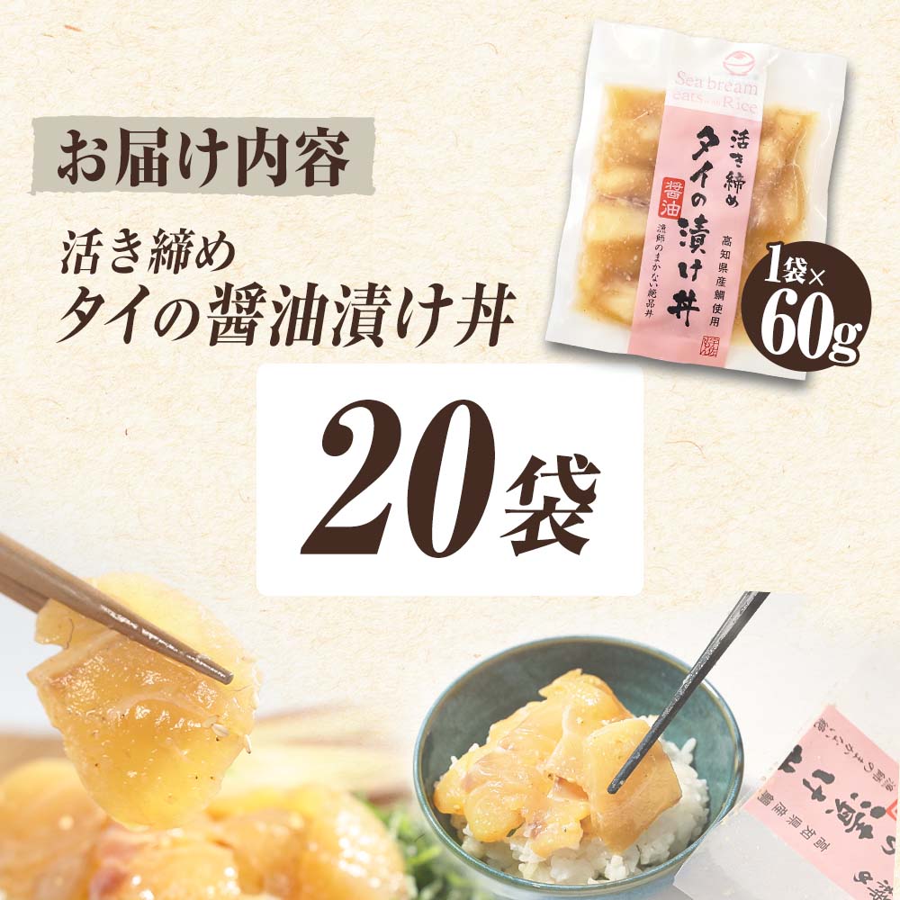 訳あり 活き締めタイの醤油漬け丼 20袋セット 60g
