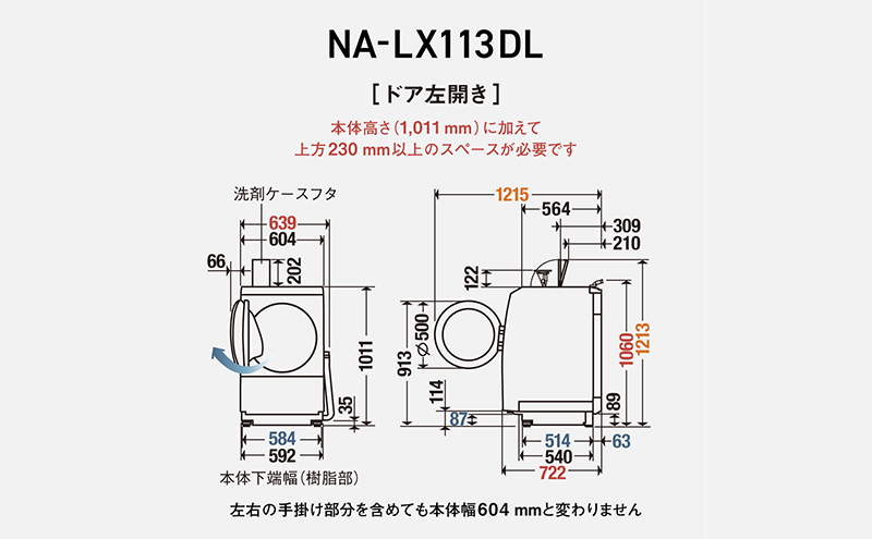 【極美品】パナソニック ドラム式洗濯乾燥機 NA-LX113DL 概要 ななめドラム洗濯乾燥機 NA-LX113DL | 洗濯機・衣類乾燥機