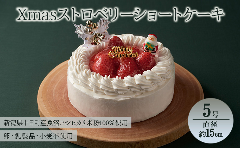 【新潟県十日町市】クリスマスストロベリーショートケーキ(5号・直径約15cm)|十日町すこやかファクトリー アレルギー対応 特定原材料不使用 クリスマスケーキ ストロベリー ショートケーキ 洋菓子 スイーツ 新潟県