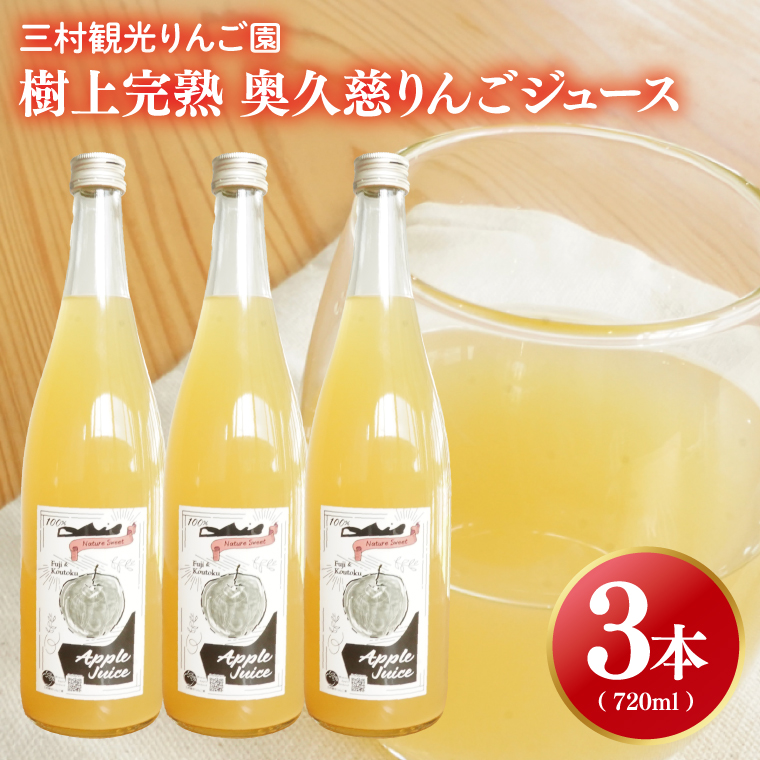 【三村観光りんご園】樹上完熟 奥久慈りんごジュース 720ml×3本セット（BX005）