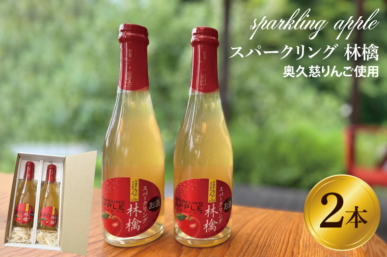 【茨城県大子町】【藤田観光りんご園】スパークリング 林檎 375ml (箱入り)× 2本 セット 果汁50% ふじりんご100%使用(BJ002)