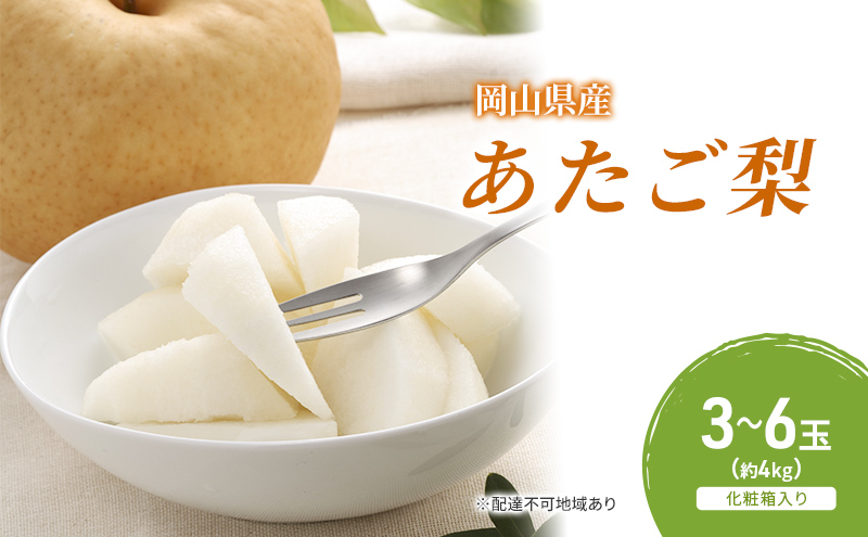 【岡山県瀬戸内市】梨 2025年 先行予約 あたご梨 3-6玉(約4kg) 化粧箱入り なし ナシ 岡山県産 国産 フルーツ 果物 ギフト