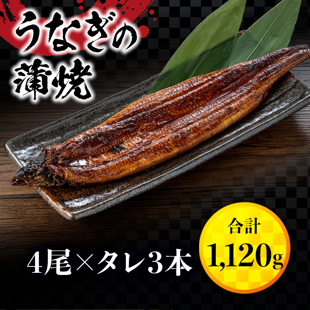 福岡県篠栗町のふるさと納税 うなぎの蒲焼４尾 タレ付き（3本）　YZ003