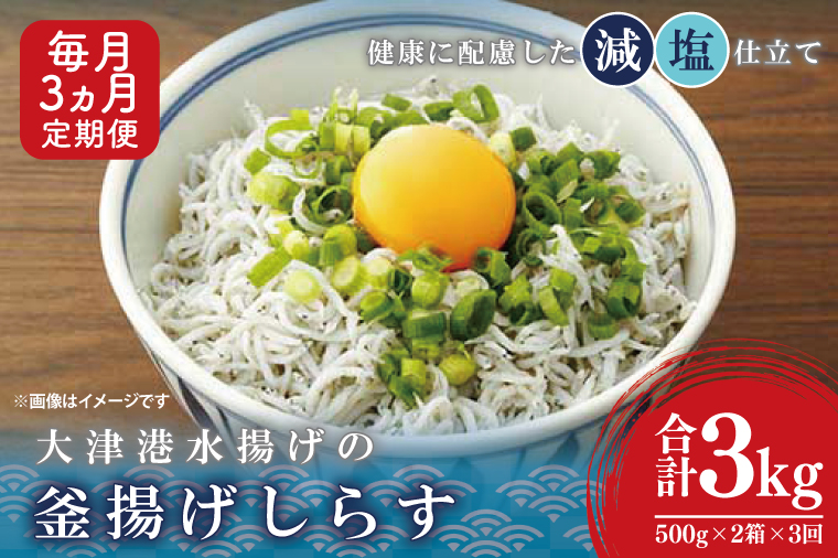 【茨城県北茨城市】大津港水揚げの釜揚げしらす<3ヶ月定期便><毎月> 1kg×3回【海鮮 魚介類 しらす シラス ご飯のお供 たっぷり お手頃 個包装】(AS211)