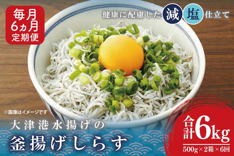 大津港水揚げの釜揚げしらす＜6ヶ月定期便＞＜毎月＞　1kg×6回【海鮮 魚介類 しらす シラス ご飯のお供 たっぷり お手頃 個包装】(AS212)