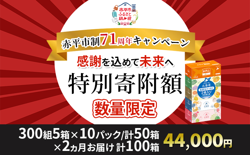 【2ヵ月連続お届け・計100箱】エリエール 北海道 ティシュー なまらたっぷり 300組5箱 10パック 大容量 まとめ買い 防災 常備品 備蓄品 消耗品 日用品 生活必需品 赤平市