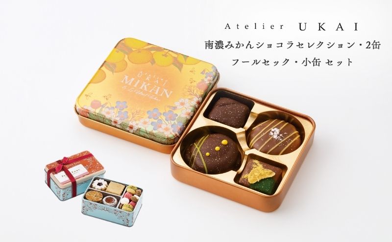 南濃みかんショコラセレクション(2缶) フールセック・小缶 菓子 お菓子 焼き菓子 セット 詰め合わせ チョコレート クッキー ショコラ 岐阜 海津市