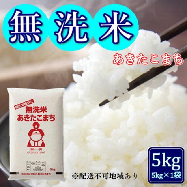 【岡山県玉野市】令和7年産 無洗米あきたこまち 5kg (5kg×1袋) 岡山県産 お米