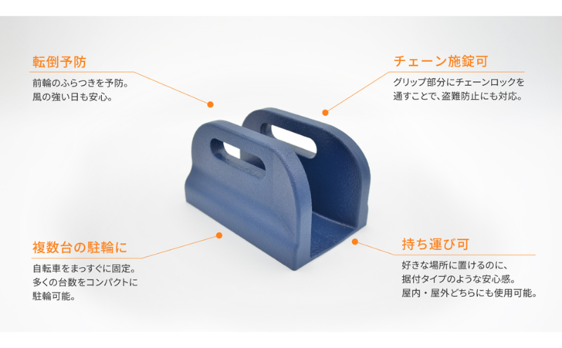  ハンドル回転ストッパー 1個 自転車 ハンドル ストッパー ストップ 回転 左右 前輪 止める 転倒 安全 安心 駐輪 スペース 狭い 固定 複数台 傾き 占有 岐阜県 美濃市 鍋屋バイテック株式会社