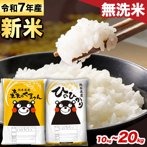 新米 米 令和7年産 無洗米 ひのひかり 森のくまさん 2種 食べ比べ 米 選べる 内容量 計10kg 計20kg [10月中旬-12月末頃出荷] ヒノヒカリ お米 こめ 熊本県産 精米 森くま ブランド米 ご飯 選べる