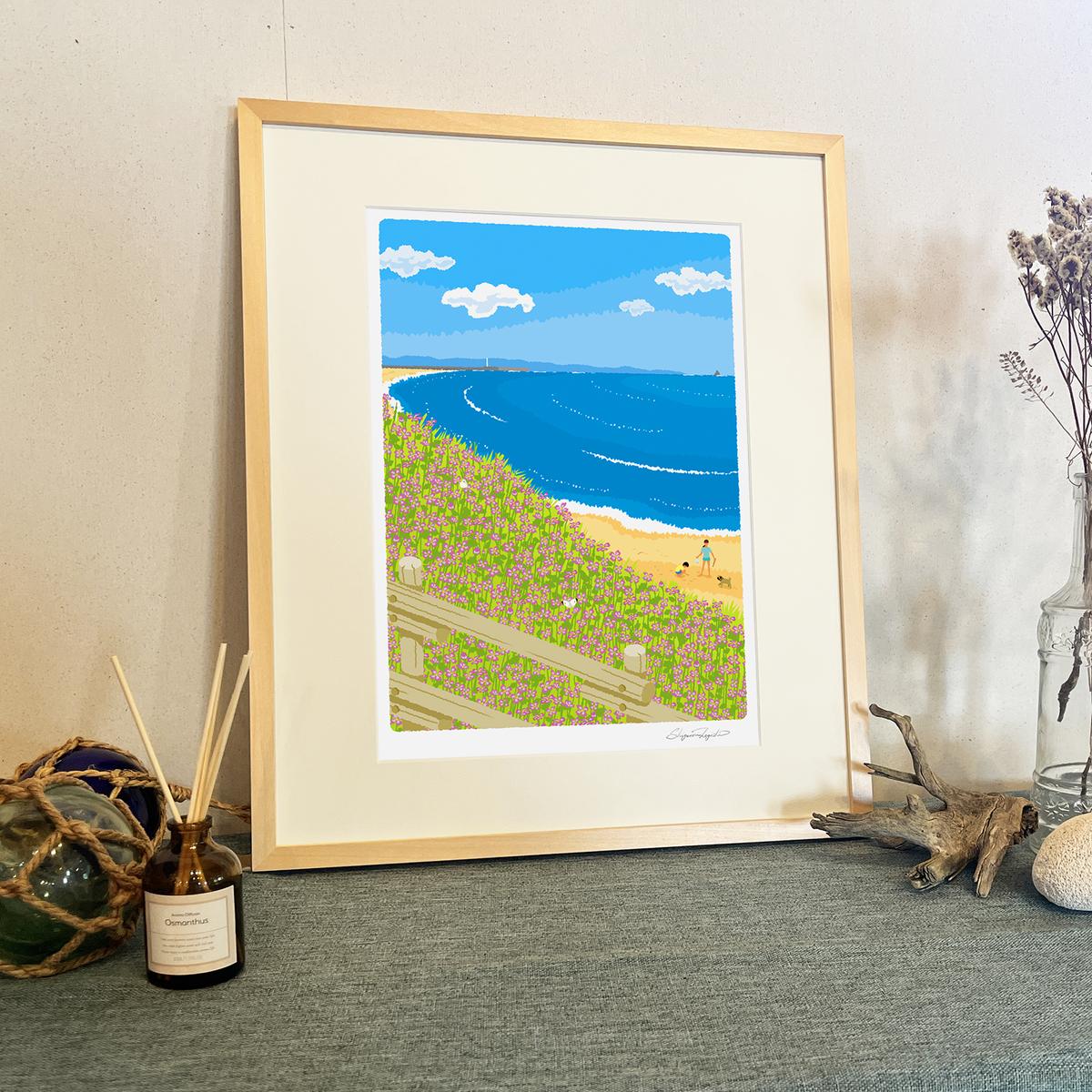 油絵　海（金ヶ浜） 平泉金色堂 / 川瀬巴水 日本製 木版画複製 絵画 新版画