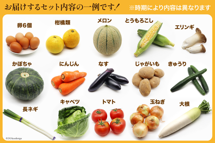 BF059 【12回定期便】旬の野菜・フルーツ (12〜14品目)・卵 (6個