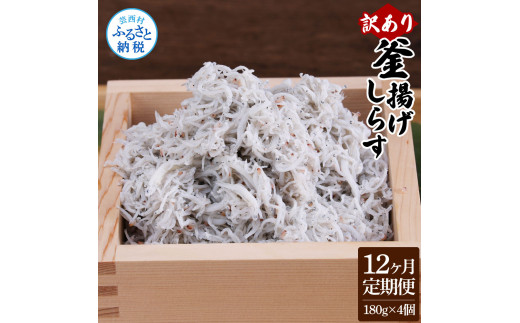 [CF-R5tka]t196mmk [12ヶ月定期便]訳あり 釜揚げシラス 180g×4個 定期便 定期コース 12ヶ月 しらす シラス 釜揚げ 新鮮 塩分控えめ 離乳食 わけあり ワケあり 不揃い しらす丼 海鮮丼 お茶漬け
