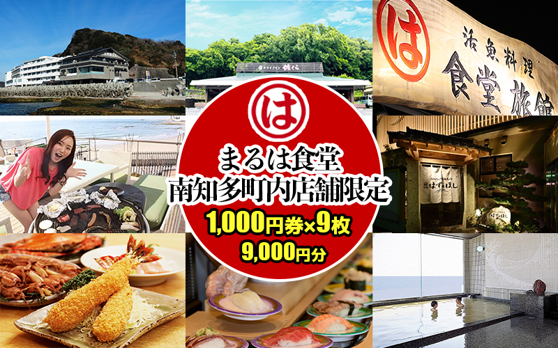 【愛知県南知多町】まるは食堂 南知多町内店舗限定 1,000円券9枚(9,000円分)