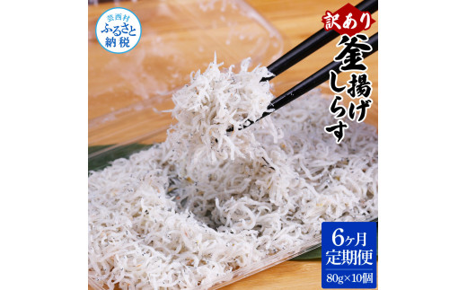 [CF-R5cbs]t186mmk [6ヶ月定期便]訳あり 釜揚げシラス 80g×10個 定期便 定期コース 6ヶ月 しらす シラス 釜揚げ 新鮮 塩分控えめ 離乳食 わけあり ワケあり 不揃い しらす丼 海鮮丼 お茶漬け