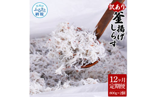 [CF-R5frp]t205mmk [12ヶ月定期便]訳あり 釜揚げシラス 800g×2個 定期便 定期コース 12ヶ月 しらす シラス 釜揚げ 新鮮 塩分控えめ 離乳食 わけあり ワケあり 不揃い しらす丼 海鮮丼 お茶漬け