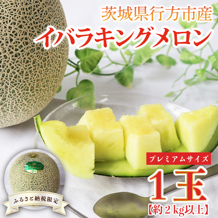 【2026年5月より順次発送】★ふるさと納税限定★プレミアムサイズ！イバラキングメロン 1玉(約2kg)｜メロン イバラキングメロン フルーツ 果物 くだもの 特大 ふるさと納税限定 先行予約 茨城県 行方市(BW-25)