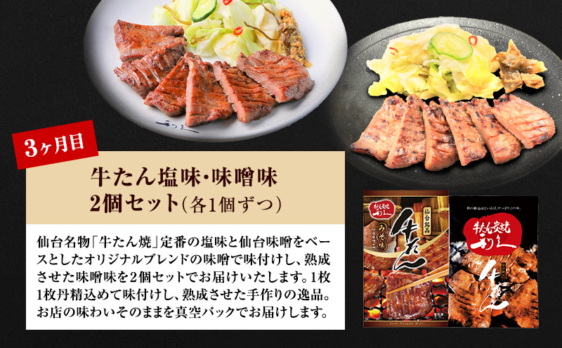 宮城県岩沼市のふるさと納税 【特別寄附額】 牛タン 定期便 3ヶ月 タン ＆ ハンバーグ セット 利久 牛タンハンバーグ 牛たん 味噌味 塩味 タン塩 デミソースハンバーグ 和風ハンバーグ 牛 牛肉 肉 お肉 惣菜 おかず レトルト お中元 お土産 冷凍 冷凍配送 宮城 岩沼市 定期 3回