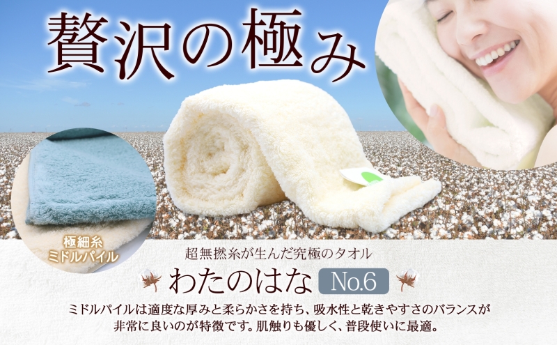 超無撚糸 タオル わたのはな No.6 約束 クローバー 約34×120cm 八分咲き 極細糸 ミドルパイル むねんし 雑貨 日用品 パイル 綿100％ 柔らか 軽い ボリューム 吸水 風合い ハーフバスタオル プレゼント ギフト 贈り物 浅野撚糸 送料無料 岐阜県 安八町