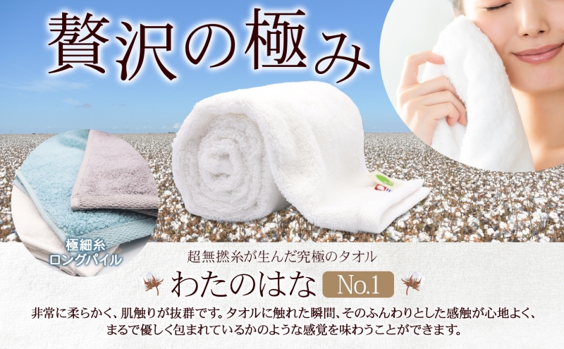 超無撚糸 タオル わたのはな No.1 アッシュ 約34×120cm 八分咲き 極細糸 ロングパイル むねんし パイル 日本製 綿100％ 柔らか 軽い ボリューム 吸水 風合い ハーフバスタオル プレゼント ギフト 贈り物 浅野撚糸 送料無料 岐阜県 安八町