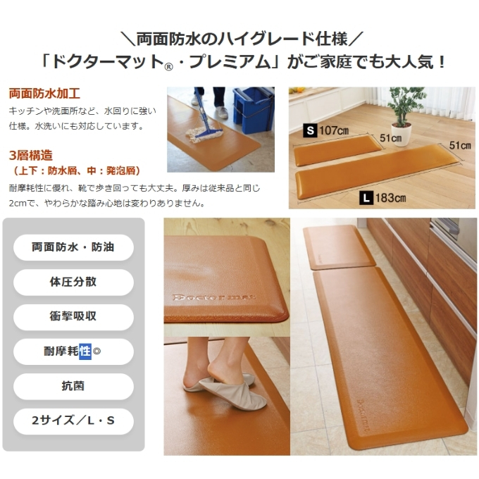 期間限定寄附額 [ ドクターマットプレミアム SLセット・キャメル ] キッチンマット 厚手 アサヒ軽金属
