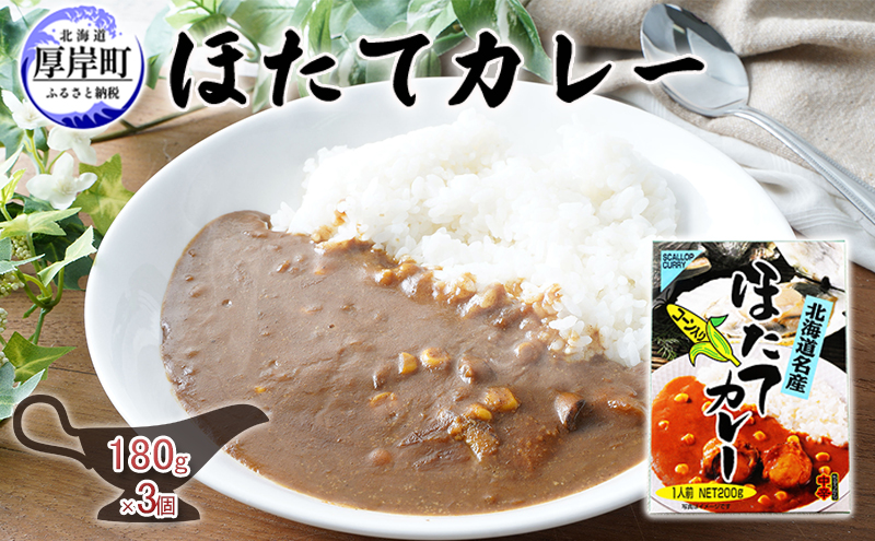 【北海道厚岸町】ほたてカレー 180g×3個  カレー ホタテ レトルト