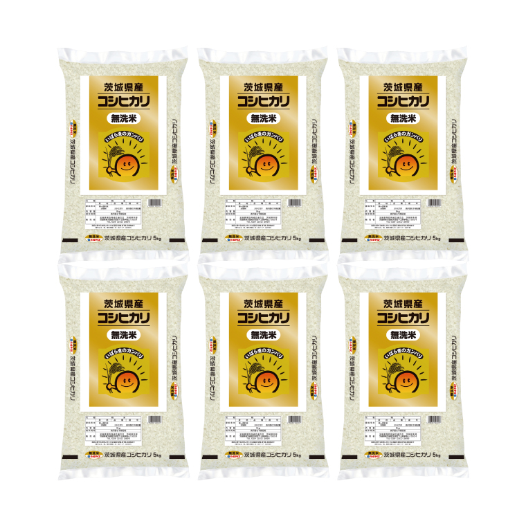 超便利【6ヶ月定期便】計30kg 　令和7年産 茨城県産 無洗米コシヒカリ5kg×6回分【お米 コメ こめ こしひかり 無洗米】(AL265)