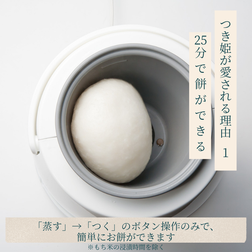 岡山県赤磐市のふるさと納税 みのる産業 3合餅つき機 つき姫 リッチホワイト 餅つき機 ホワイト