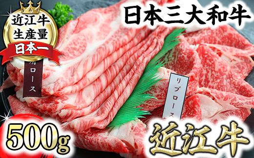 近江牛 霜降りすき焼き用（リブロース・肩ロース）【500g（リブロース250ｇ、肩ロース250ｇ）】　【CO03W】

