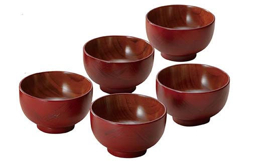 山中塗 汁椀5客揃 布袋錆 朱 汁椀 山中塗 日本製 伝統工芸 工芸