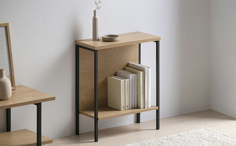 テーブル サイドテーブル HST-180 ナチュラル/ブラック アイリスオーヤマ ソファテーブル おしゃれ 北欧 スリム ナイトテーブル 木目調 スリム コンパクト 棚 デスクサイド ナチュラル 一人暮らし 新生活